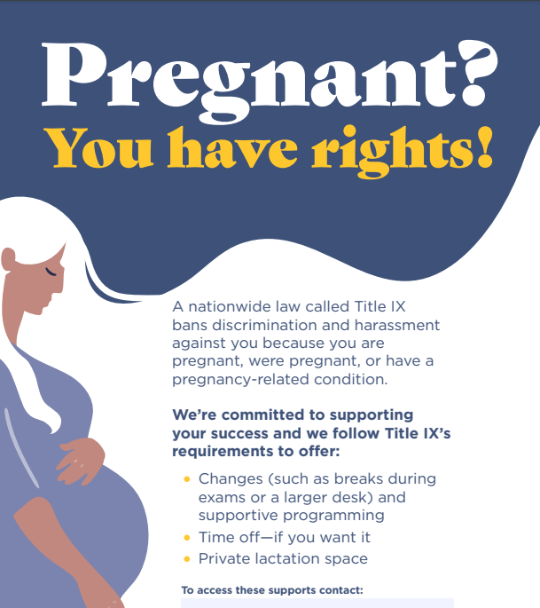 a pregnant woman with the words:  Pregnant? You have rights!