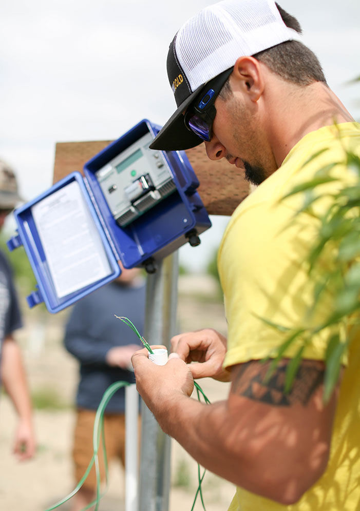 Student working on equipment