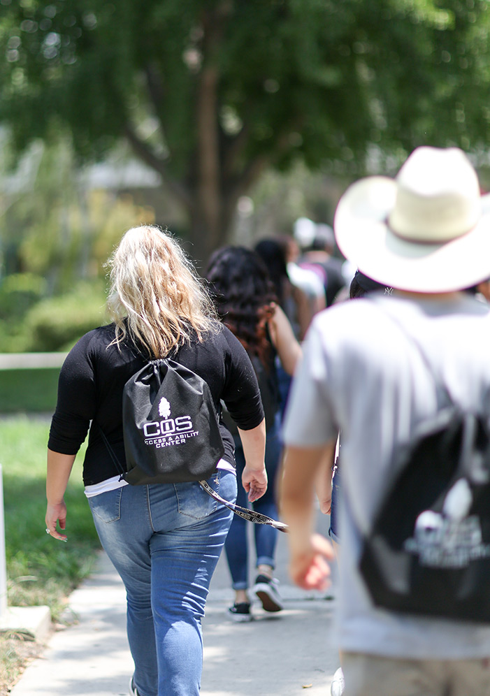 students walking outside