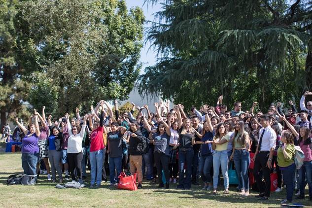 large group of students outside